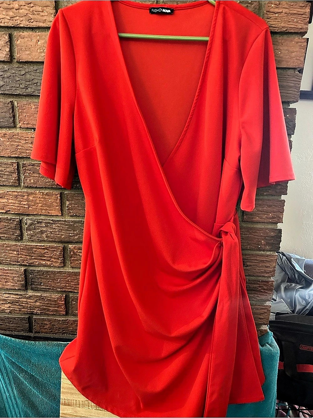 Fashion Nova Red Wrap romper Dress Size XL Like New